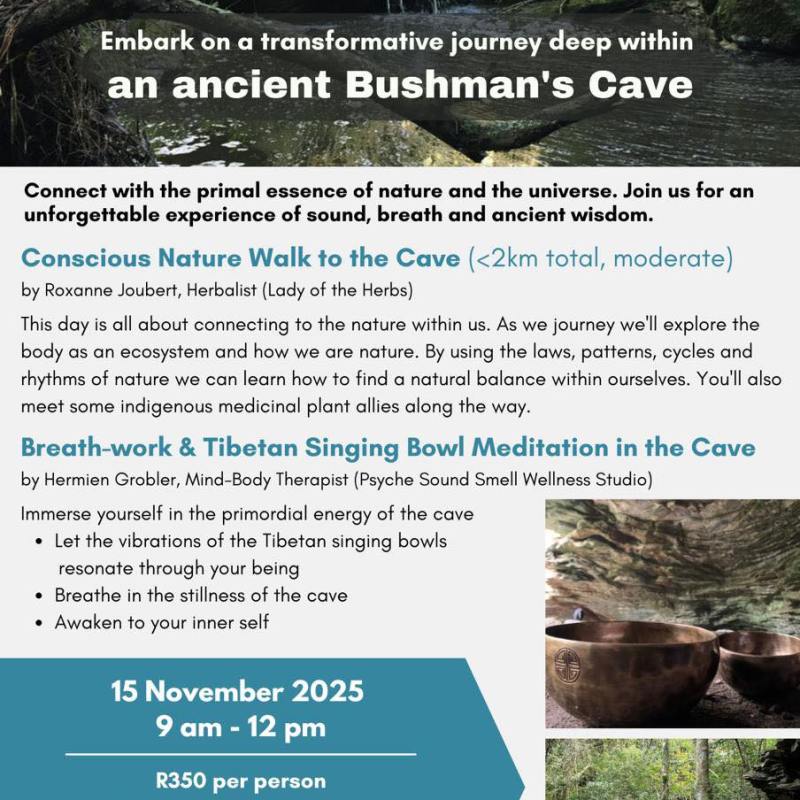 Forest walk, breathwork and sound journey in a cave
